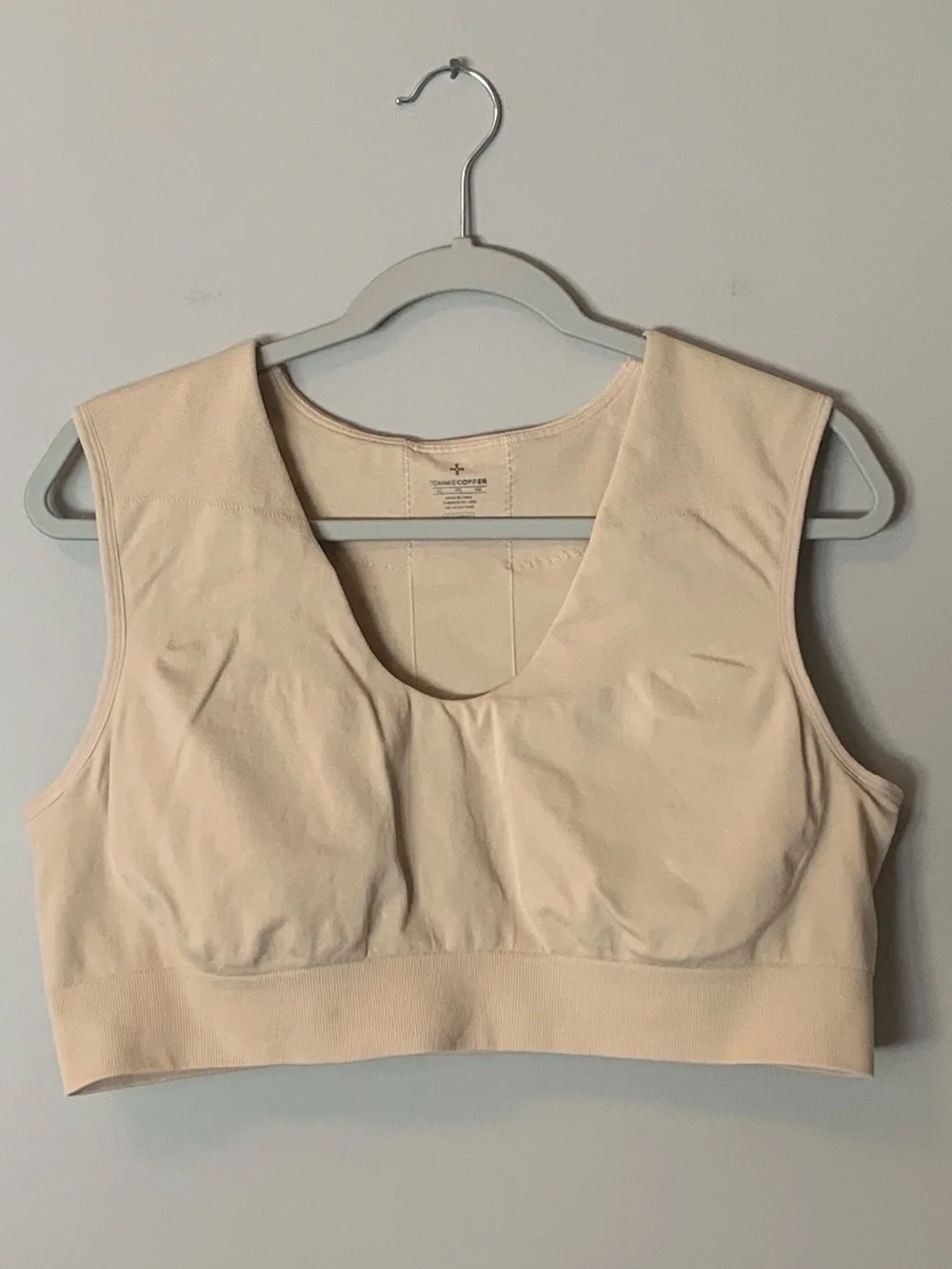 Tommie Copper Back Support Sports Bra Wide Straps Nude Beige Tan 3XL